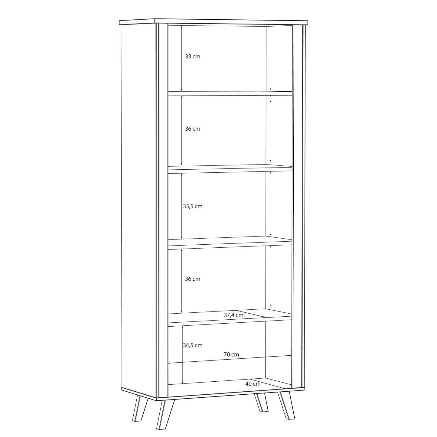 Etajera Mare Vankka, Stejar Pardosit Si Alb, 84.7 Cm