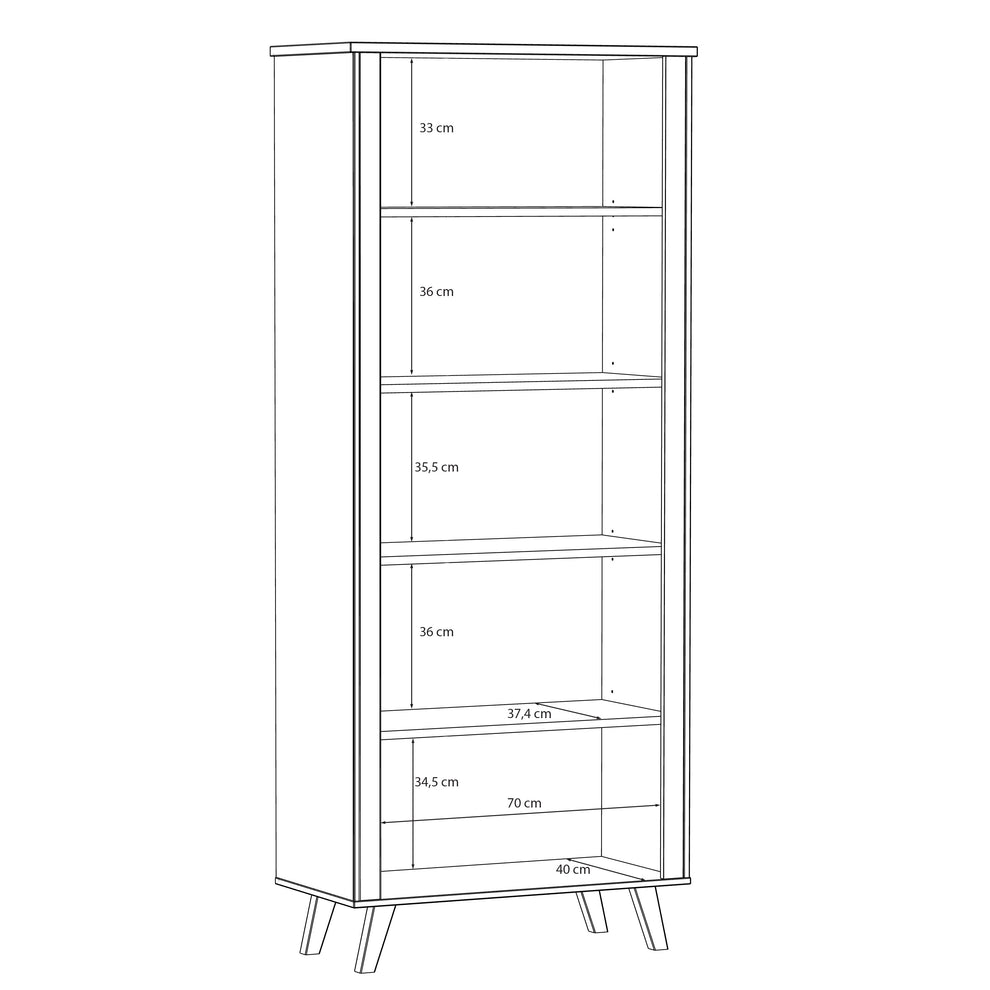 Etajera Mare Vankka, Stejar Pardosit Si Alb, 84.7 Cm