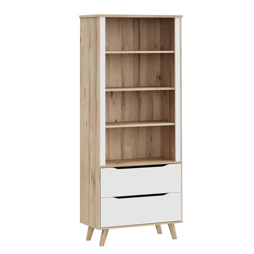 Etajera 2 Sertare Vankka, Stejar pardosit Si Alb, 84.7 Cm