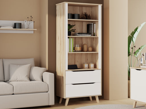 Etajera 2 Sertare Vankka, Stejar pardosit Si Alb, 84.7 Cm