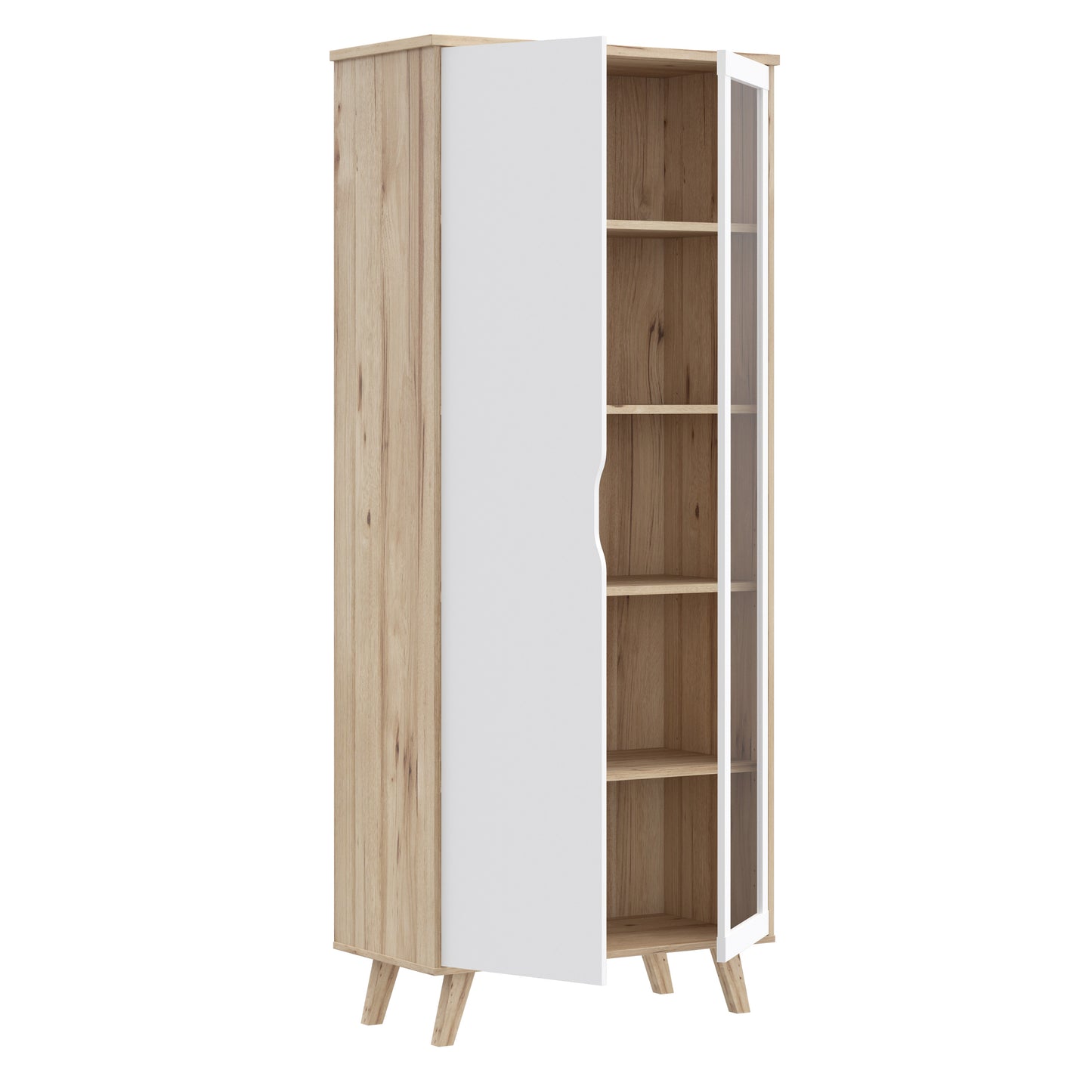 Vitrina 2 Usi Vankka, Stejar pardosit Si Alb, 84.7 Cm