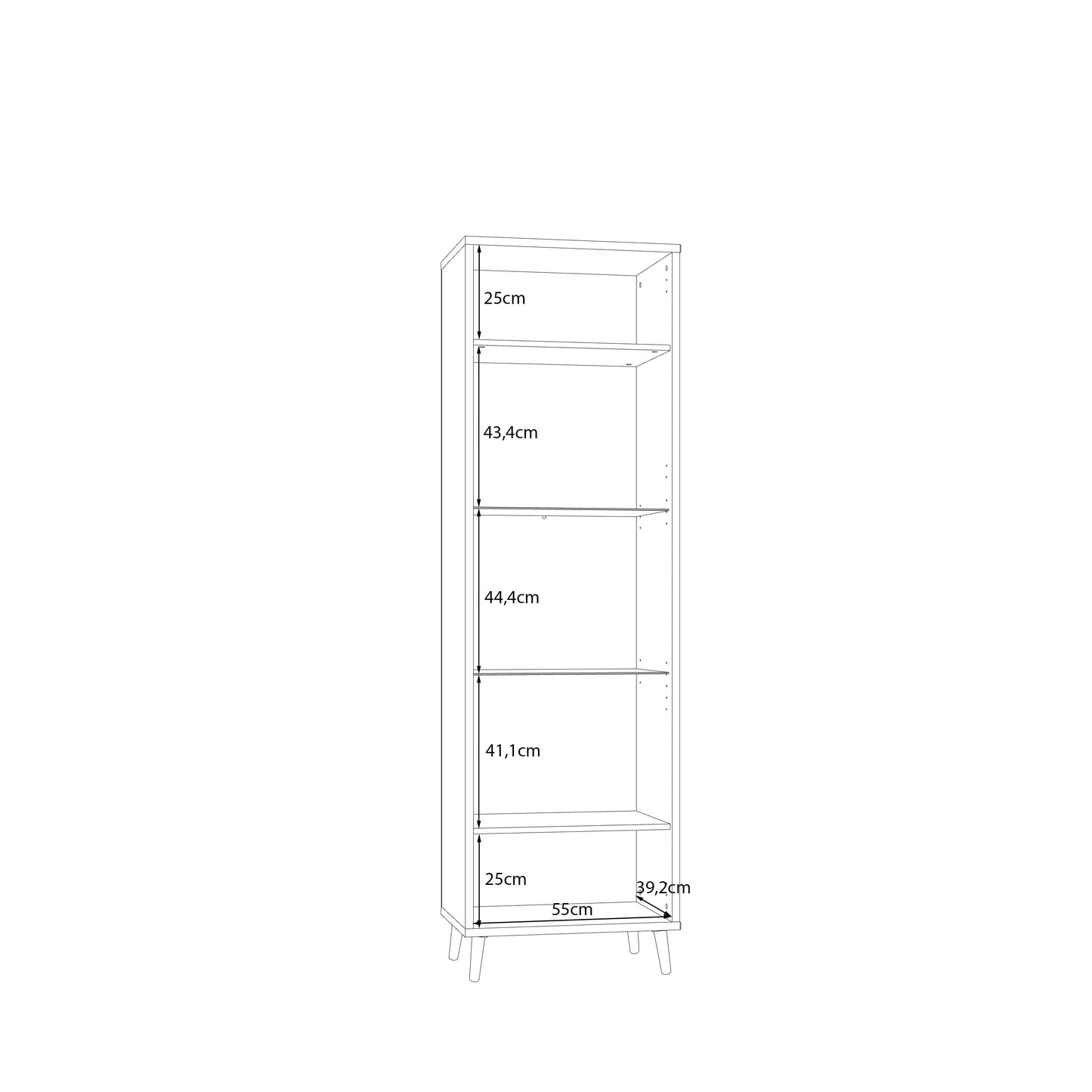 Vitrina Inalta Ankona Cu 1 Usa, Alb Si Stejar Mauvella, 59.8 Cm