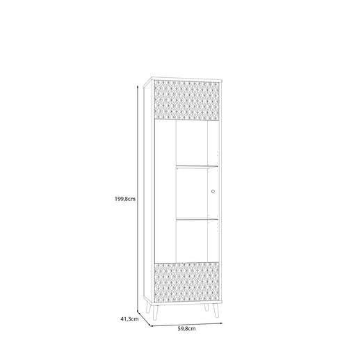 Vitrina Inalta Ankona Cu 1 Usa, Alb Si Stejar Mauvella, 59.8 Cm