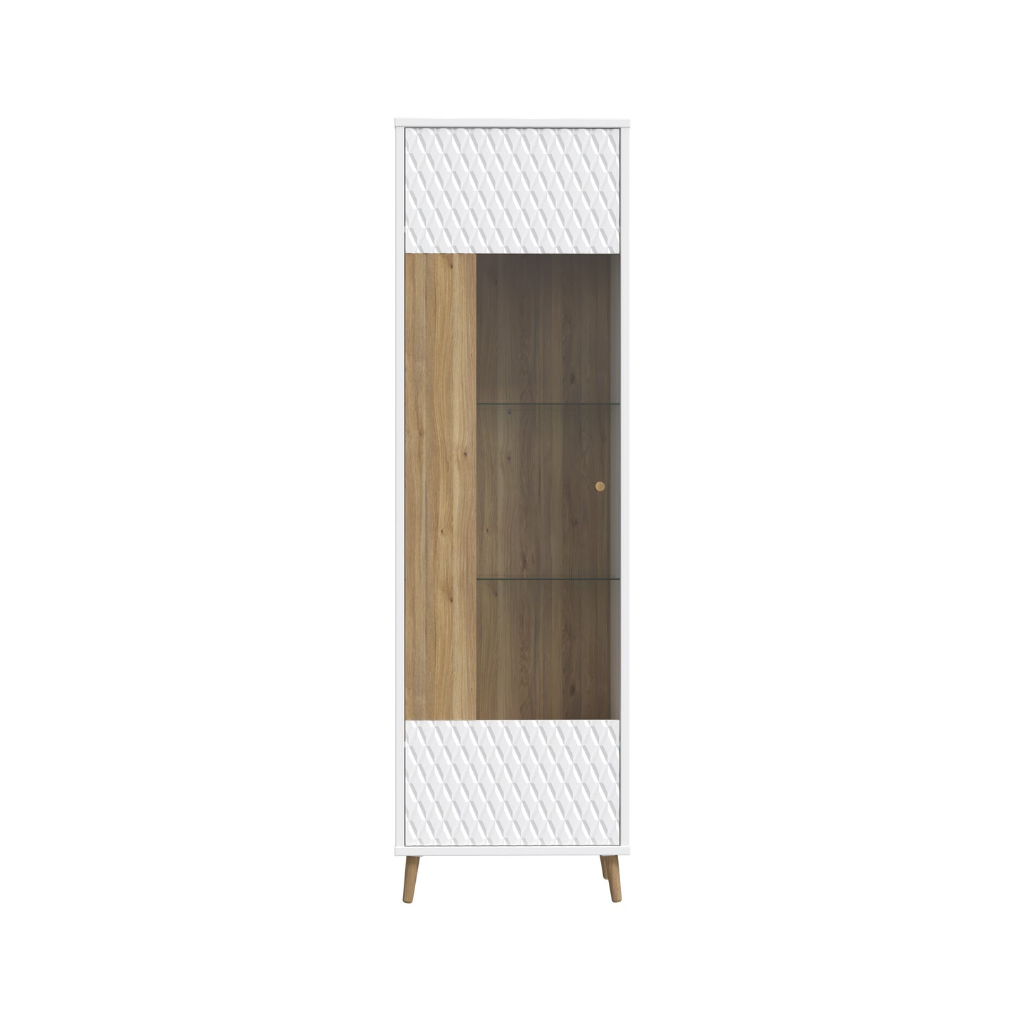 Vitrina Inalta Ankona Cu 1 Usa, Alb Si Stejar Mauvella, 59.8 Cm