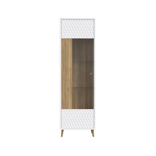 Vitrina Inalta Ankona Cu 1 Usa, Alb Si Stejar Mauvella, 59.8 Cm