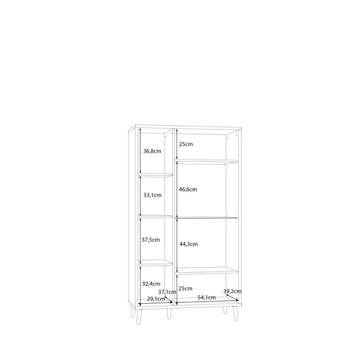 Vitrina Joasa Ankona Cu 2 Usi, Alb Si Stejar Mauvella, 89.5 Cm