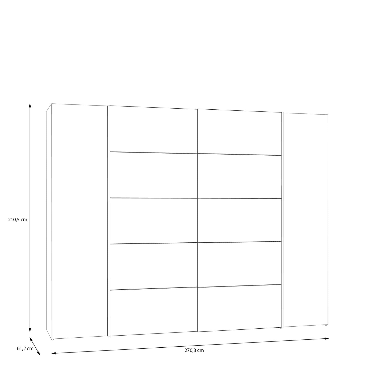 Dulap Energy Cu 4 Usi Negru Si Alb, 270 Cm