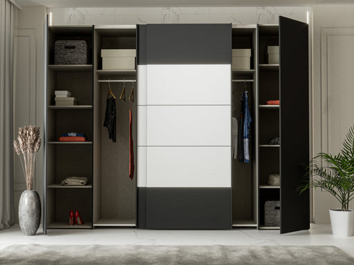 Dulap Energy Cu 4 Usi Negru Si Alb, 270 Cm