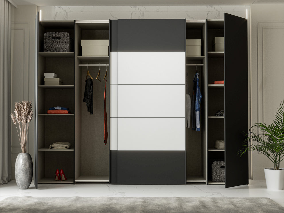 Dulap Energy Cu 4 Usi Negru Si Alb, 270 Cm