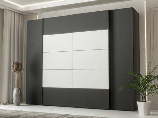 Dulap Energy Cu 4 Usi Negru Si Alb, 270 Cm