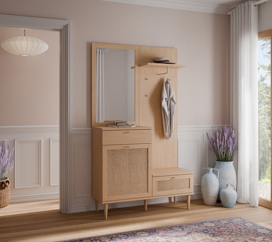 Cuier Mare Charleston, Stejar Elegancia si Polyrattan, 115.1 Cm