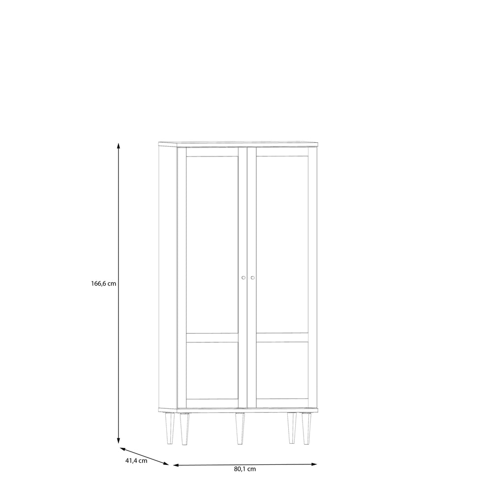 Vitrina 2 Usi Charleston, Stejar Elegancia Si Polyrattan, 80.1 Cm