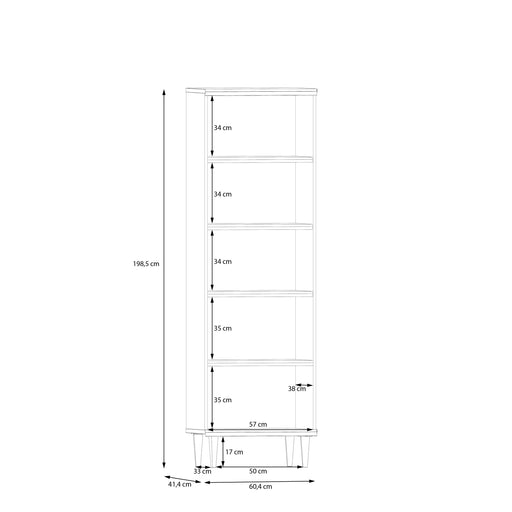 Vitrina 1 Usa Charleston, Stejar Elegancia si Polyrattan, 60.4 Cm