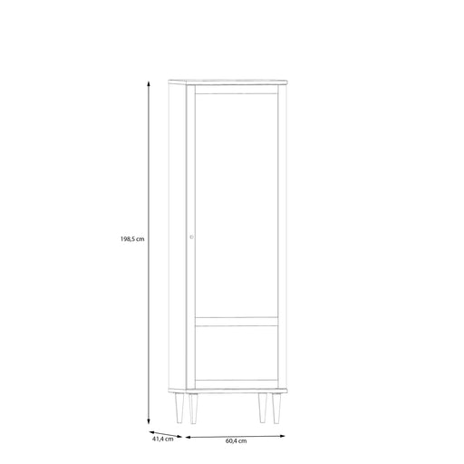 Vitrina 1 Usa Charleston, Stejar Elegancia si Polyrattan, 60.4 Cm