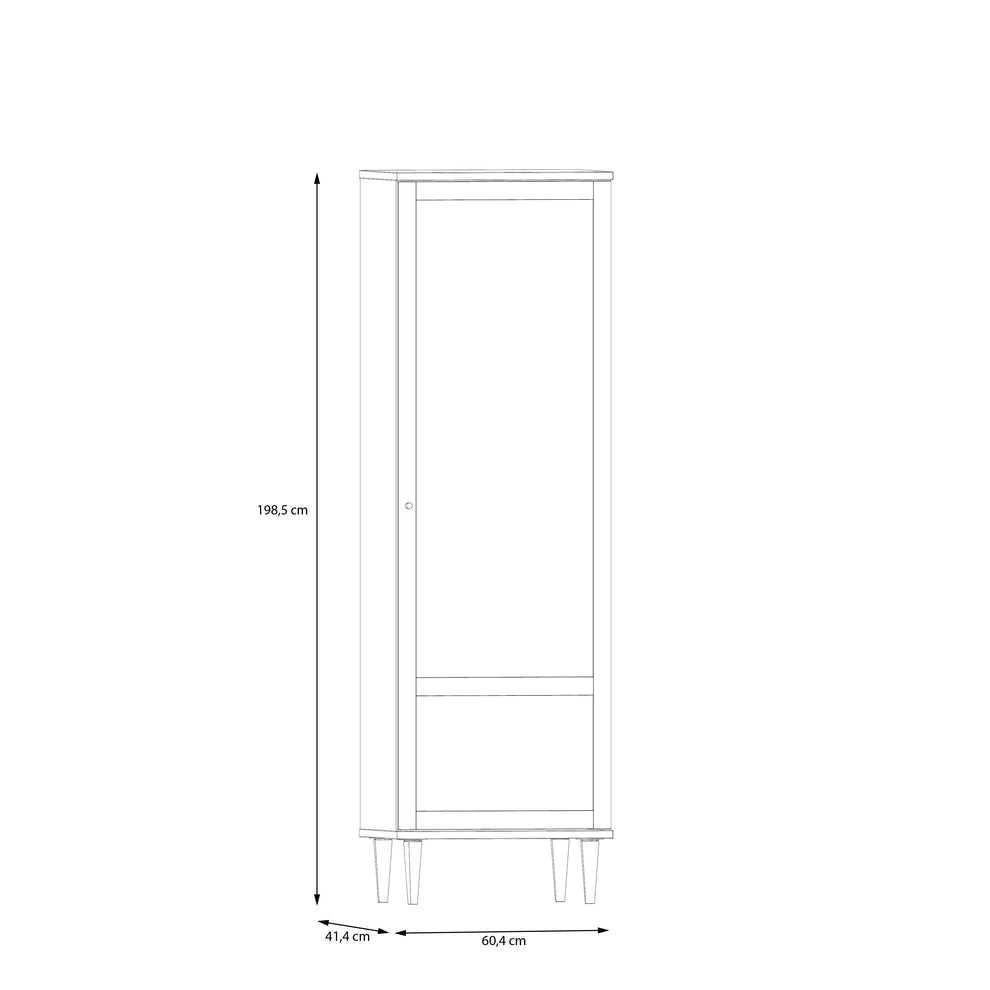 Vitrina 1 Usa Charleston, Stejar Elegancia si Polyrattan, 60.4 Cm