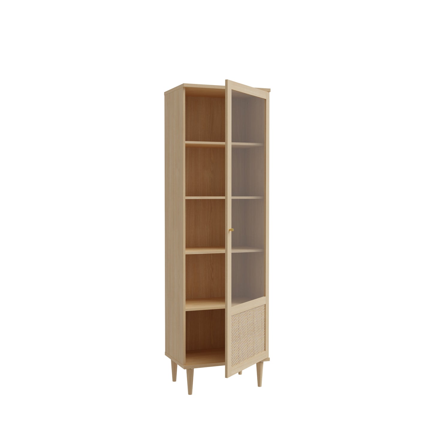 Vitrina 1 Usa Charleston, Stejar Elegancia si Polyrattan, 60.4 Cm