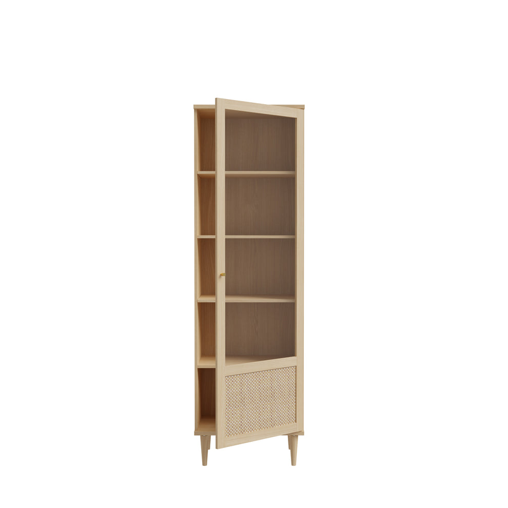Vitrina 1 Usa Charleston, Stejar Elegancia si Polyrattan, 60.4 Cm