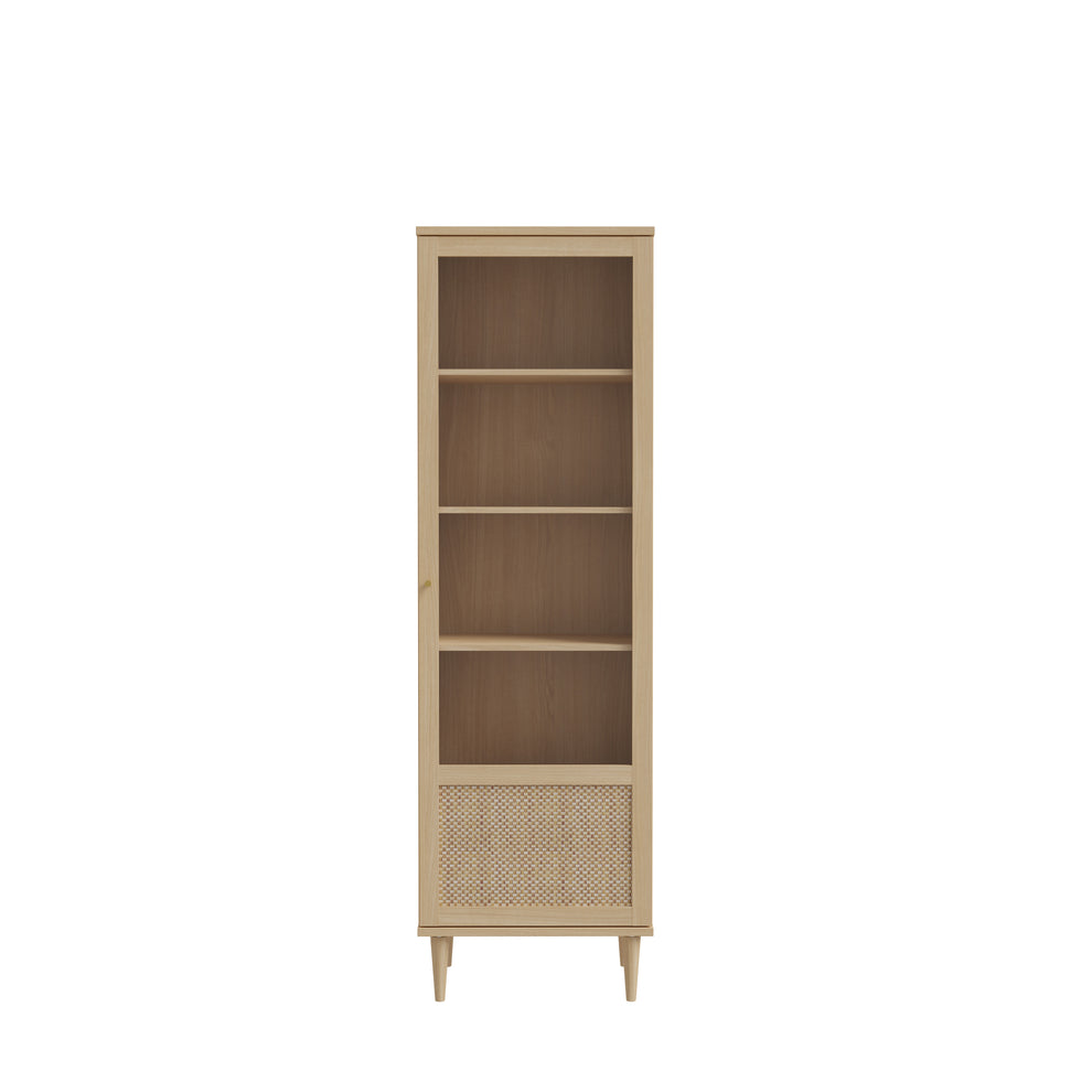 Vitrina 1 Usa Charleston, Stejar Elegancia si Polyrattan, 60.4 Cm