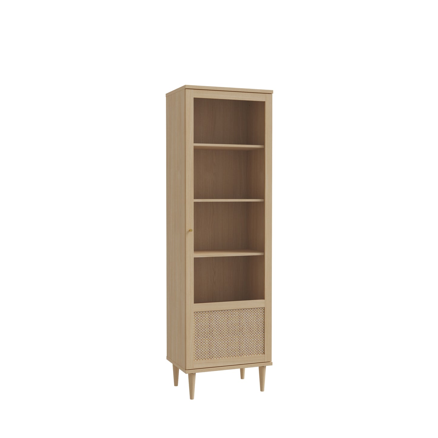 Vitrina 1 Usa Charleston, Stejar Elegancia si Polyrattan, 60.4 Cm