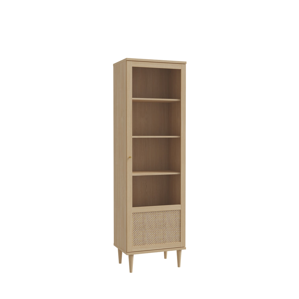 Vitrina 1 Usa Charleston, Stejar Elegancia si Polyrattan, 60.4 Cm
