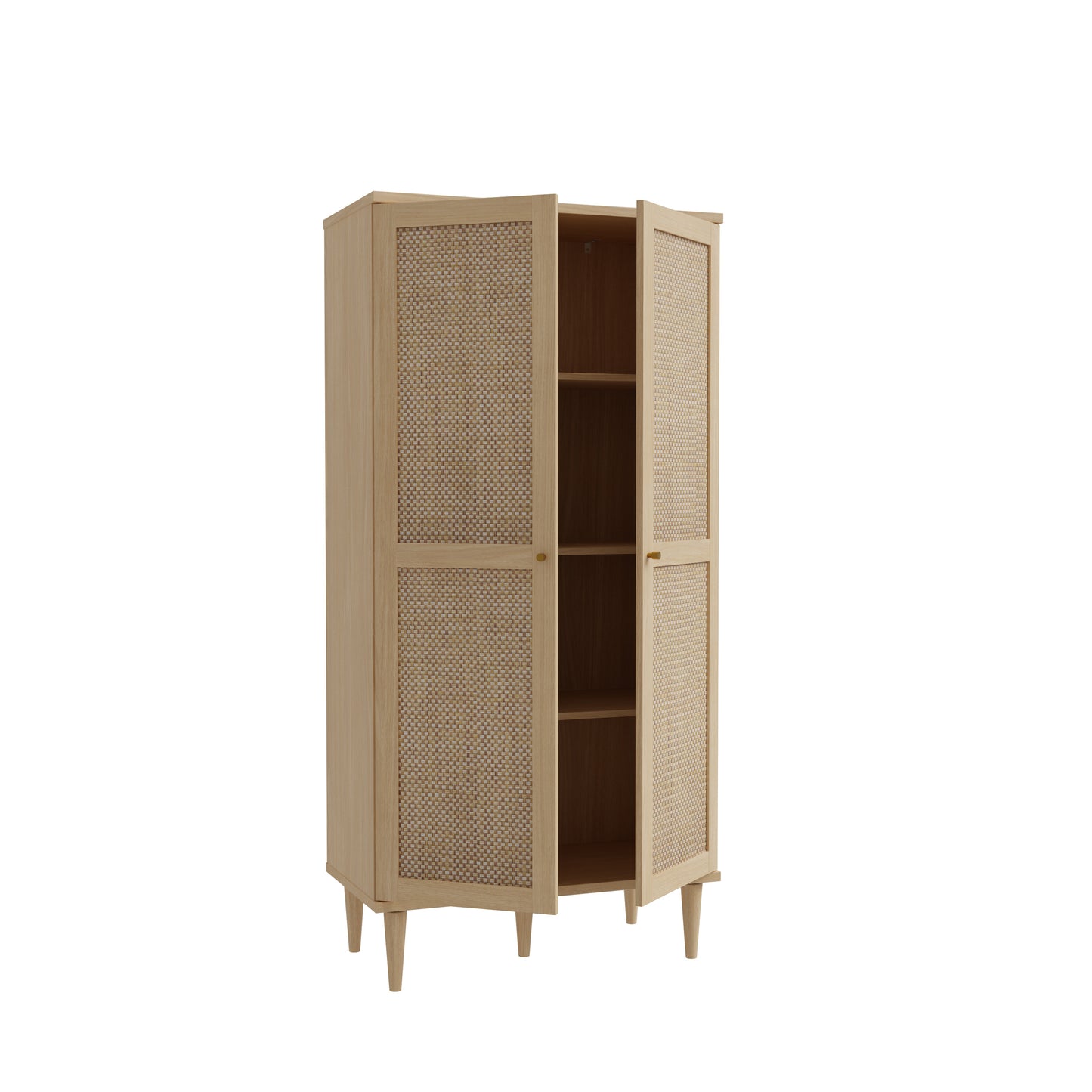 Etajera 2 Usi Charleston, Stejar Elegancia Si Polyrattan 80.1 Cm