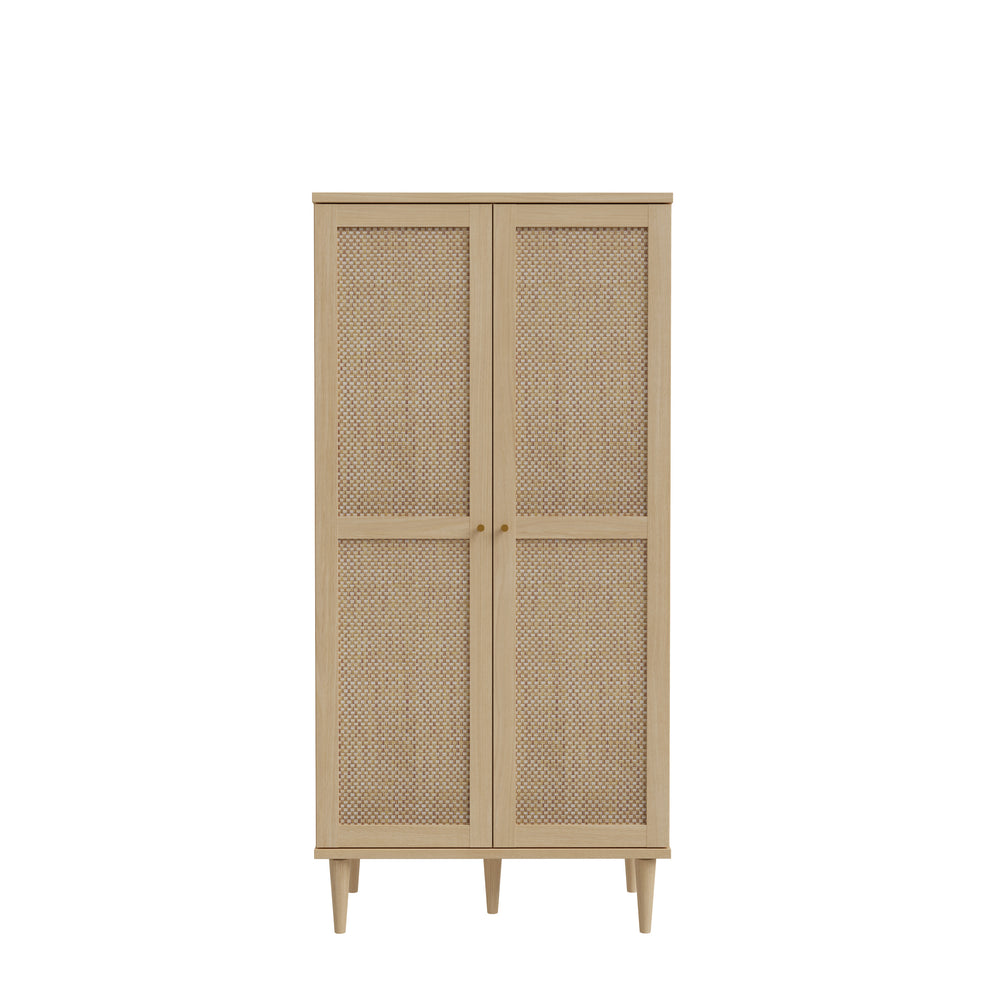 Etajera 2 Usi Charleston, Stejar Elegancia Si Polyrattan 80.1 Cm