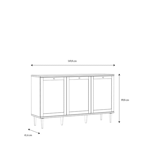 Bufet Cu 3 Usi Charleston, Stejar Elegancia Si Polyrattan 149.8 Cm