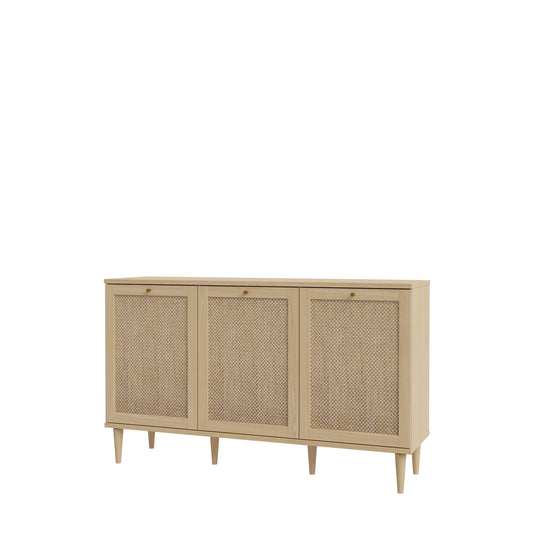 Bufet Cu 3 Usi Charleston, Stejar Elegancia Si Polyrattan 149.8 Cm
