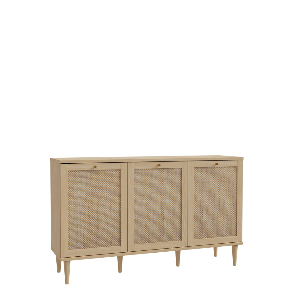 Bufet Cu 3 Usi Charleston, Stejar Elegancia Si Polyrattan 149.8 Cm