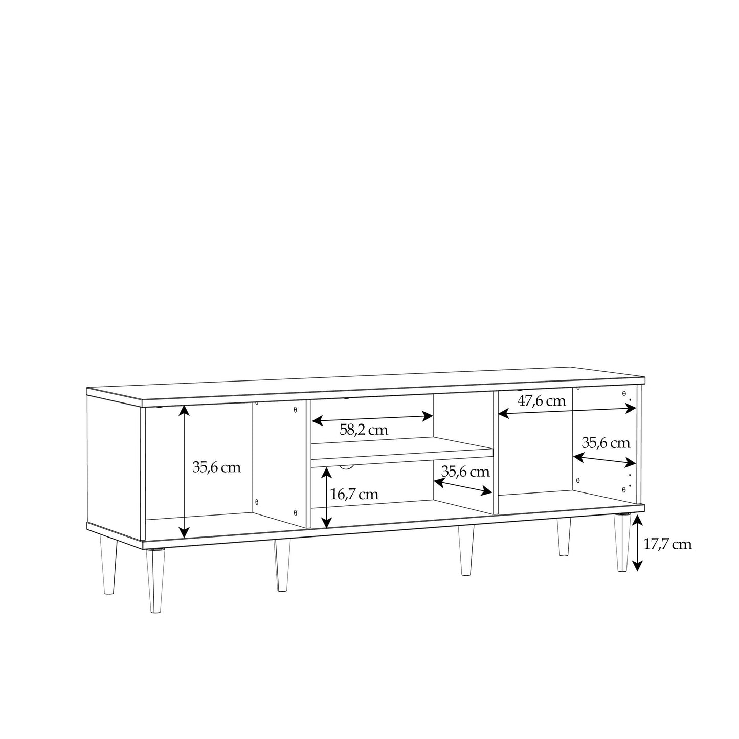 Comoda TV 2 Usi Charleston, Stejar Elegancia si Polyrattan 159.8 Cm