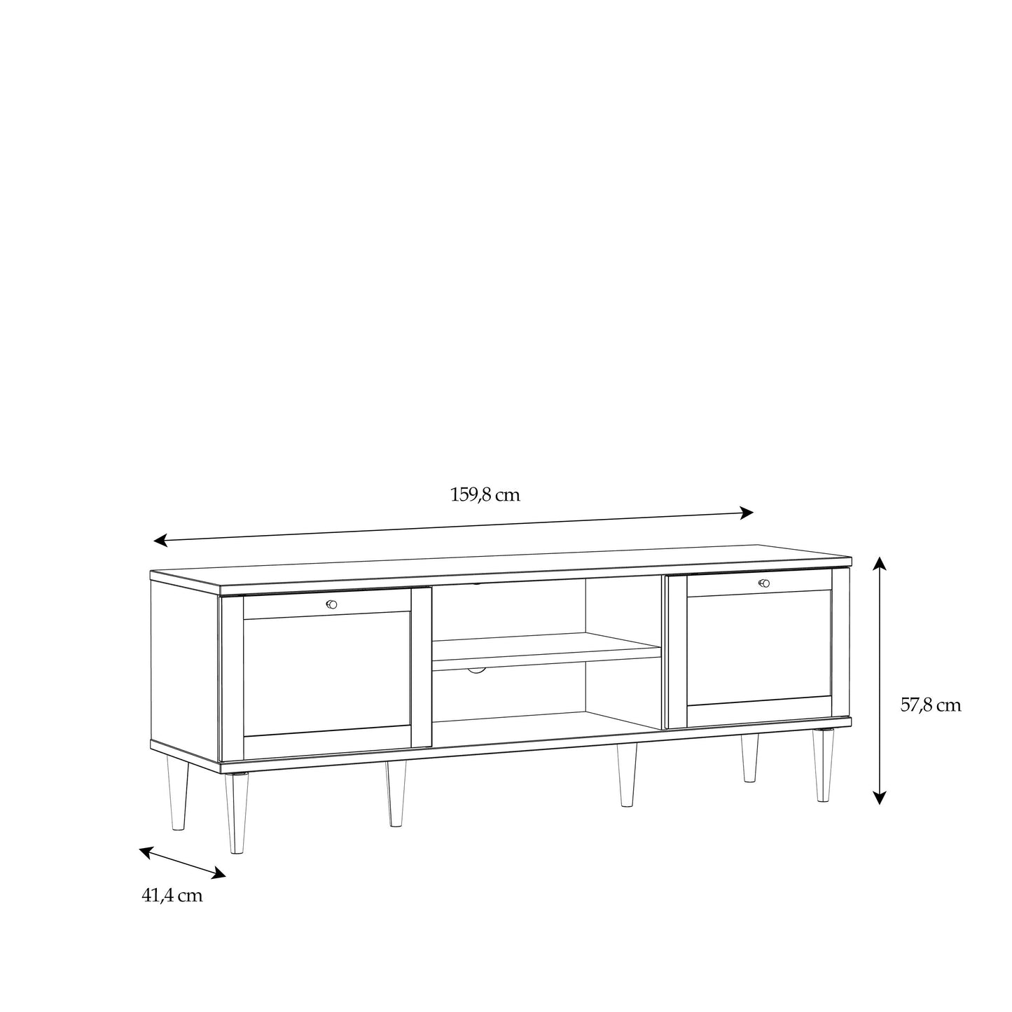 Comoda TV 2 Usi Charleston, Stejar Elegancia si Polyrattan 159.8 Cm
