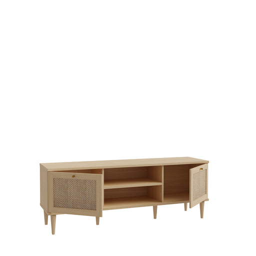 Comoda TV 2 Usi Charleston, Stejar Elegancia si Polyrattan 159.8 Cm