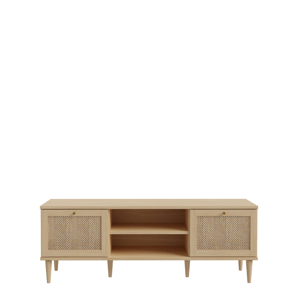 Comoda TV 2 Usi Charleston, Stejar Elegancia si Polyrattan 159.8 Cm