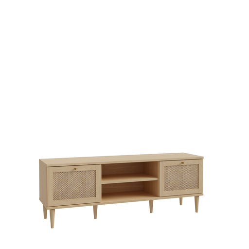 Comoda TV 2 Usi Charleston, Stejar Elegancia si Polyrattan 159.8 Cm