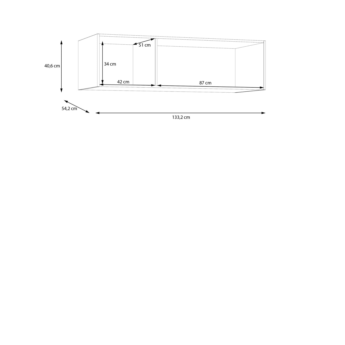 Suprapozabil Ptr Dulap 3 Usi  Ecobest 2 Alb, 133.2 Cm