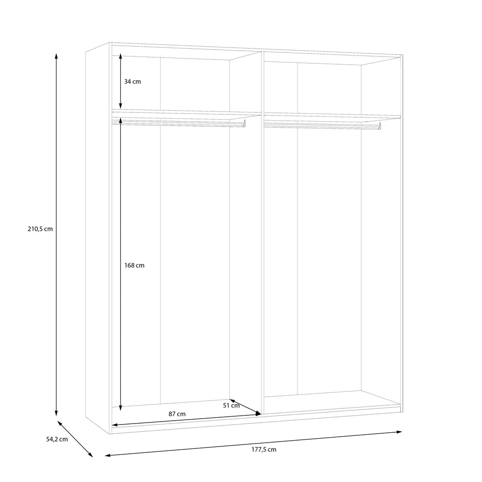 Dulap 4 Usi Ecobest 2 Alb, 177.5 Cm