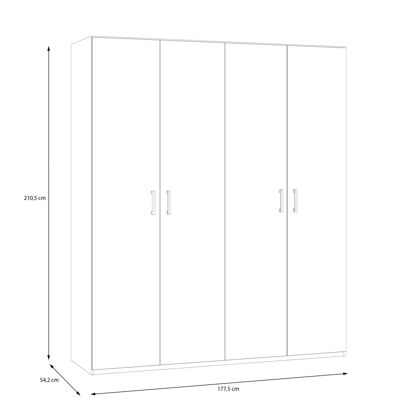Dulap 4 Usi Ecobest 2 Alb, 177.5 Cm