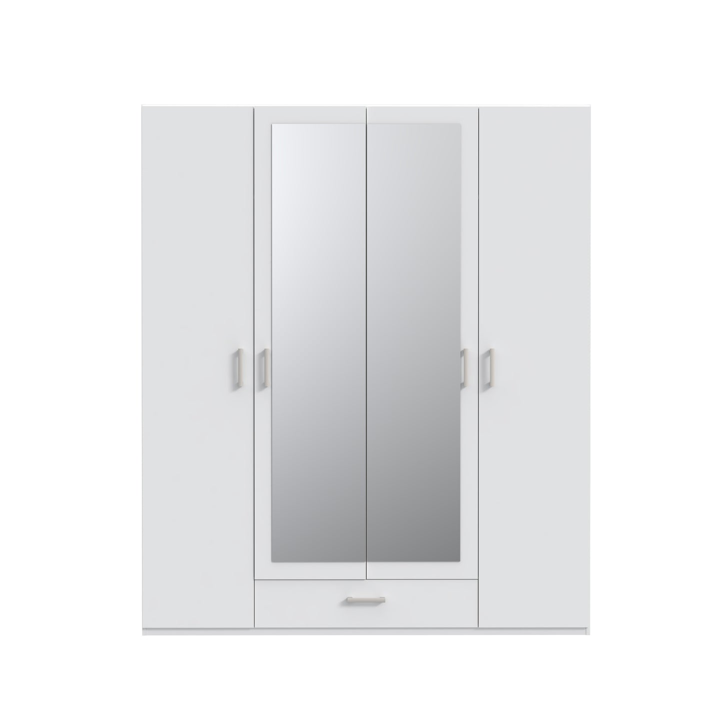 Dulap 4 Usi Si Oglinda  Ecobest 2 Alb, 177.5 Cm