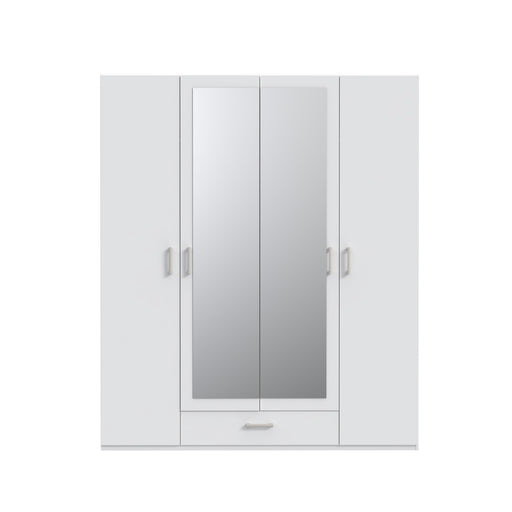 Dulap 4 Usi Si Oglinda  Ecobest 2 Alb, 177.5 Cm