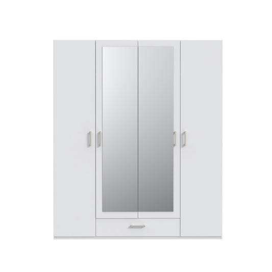 Dulap 4 Usi Si Oglinda  Ecobest 2 Alb, 177.5 Cm