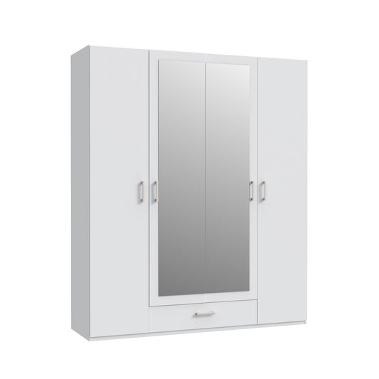 Dulap Cu Oglinda Ecobest 2, 4 Usi Si 1 Sertar, 177.5 Cm alb #variant:alb