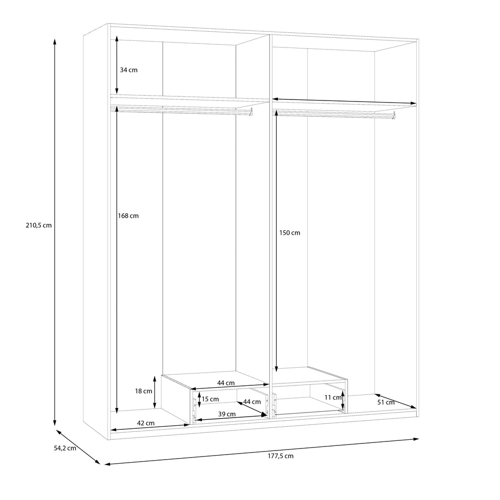 Dulap 4 Usi Si 1 Sertar  Ecobest 2 Alb, 177.5 Cm