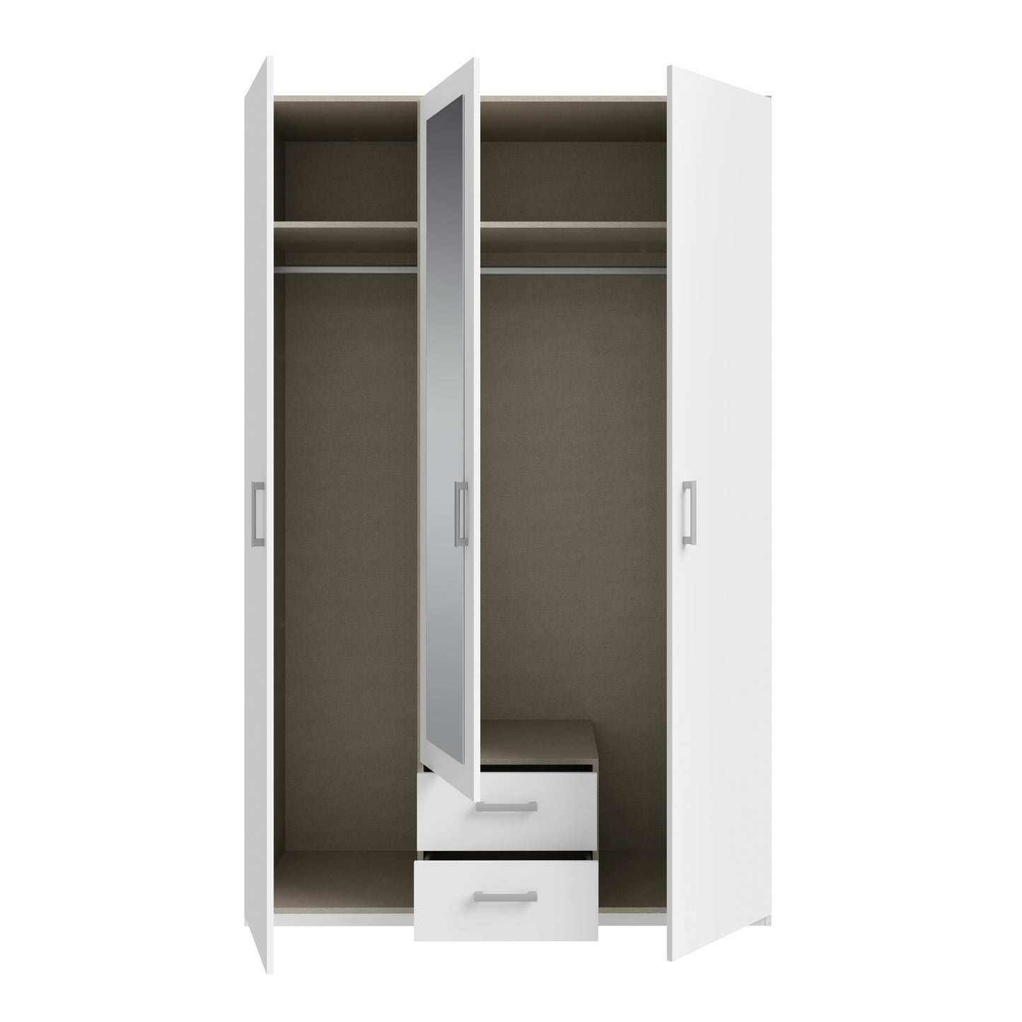 Dulap 3 Usi Si 2 Sertare Ecobest 2 Alb, 133.2 Cm
