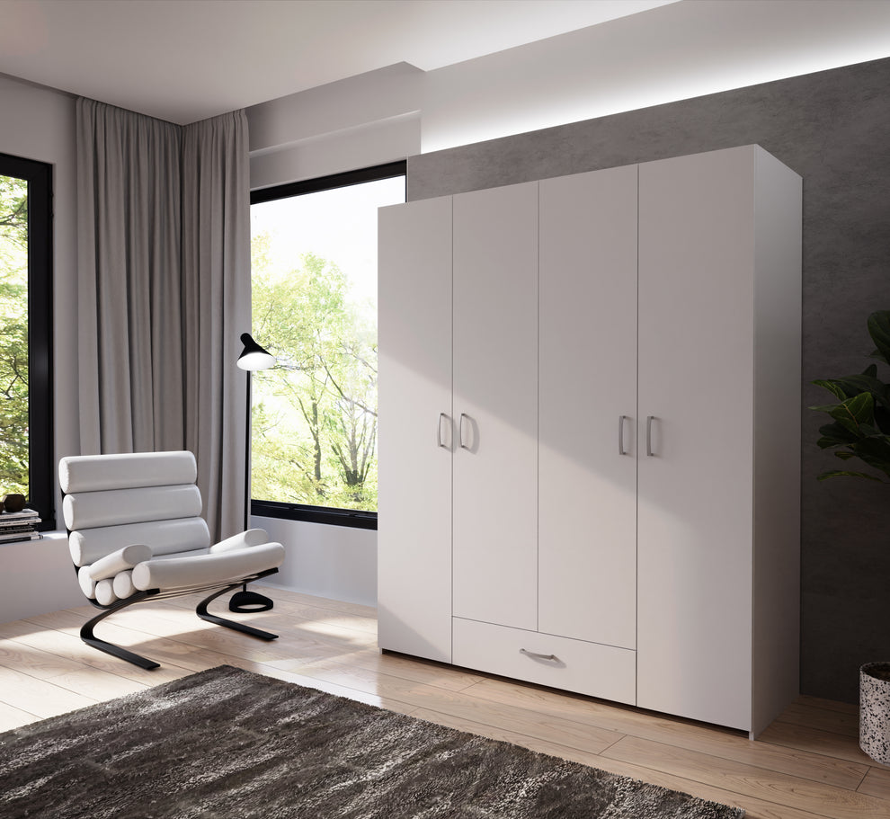 Dulap 4 Usi Ecobest Alb, 159.1 Cm