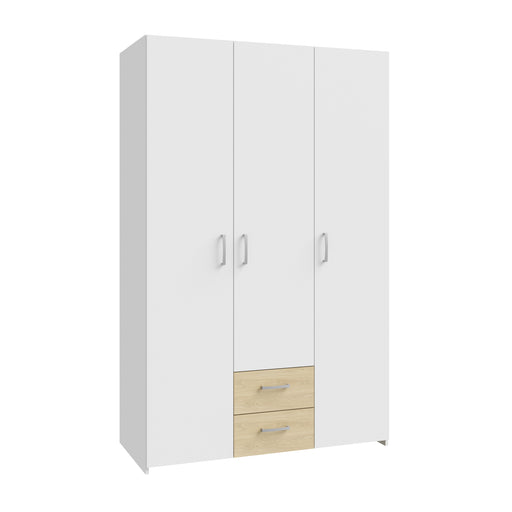 Dulap 3 Usi Ecobest  Alb Si Stejar Puccini, 119.4 Cm