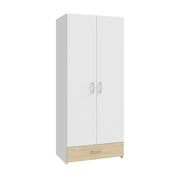 Dulap 2 Usi Si 1 Sertar Ecobest Alb Si Stejar Puccini, 79.7 Cm