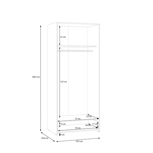 Dulap 2 Usi Si 1 Sertar  Ecobest Alb, 79.7 Cm