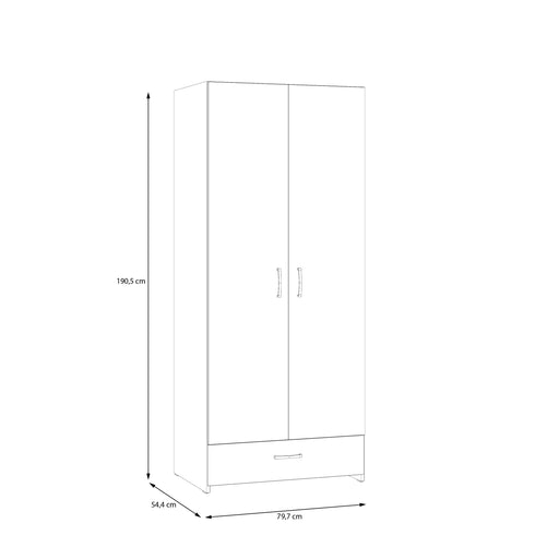 Dulap 2 Usi Si 1 Sertar  Ecobest Alb, 79.7 Cm