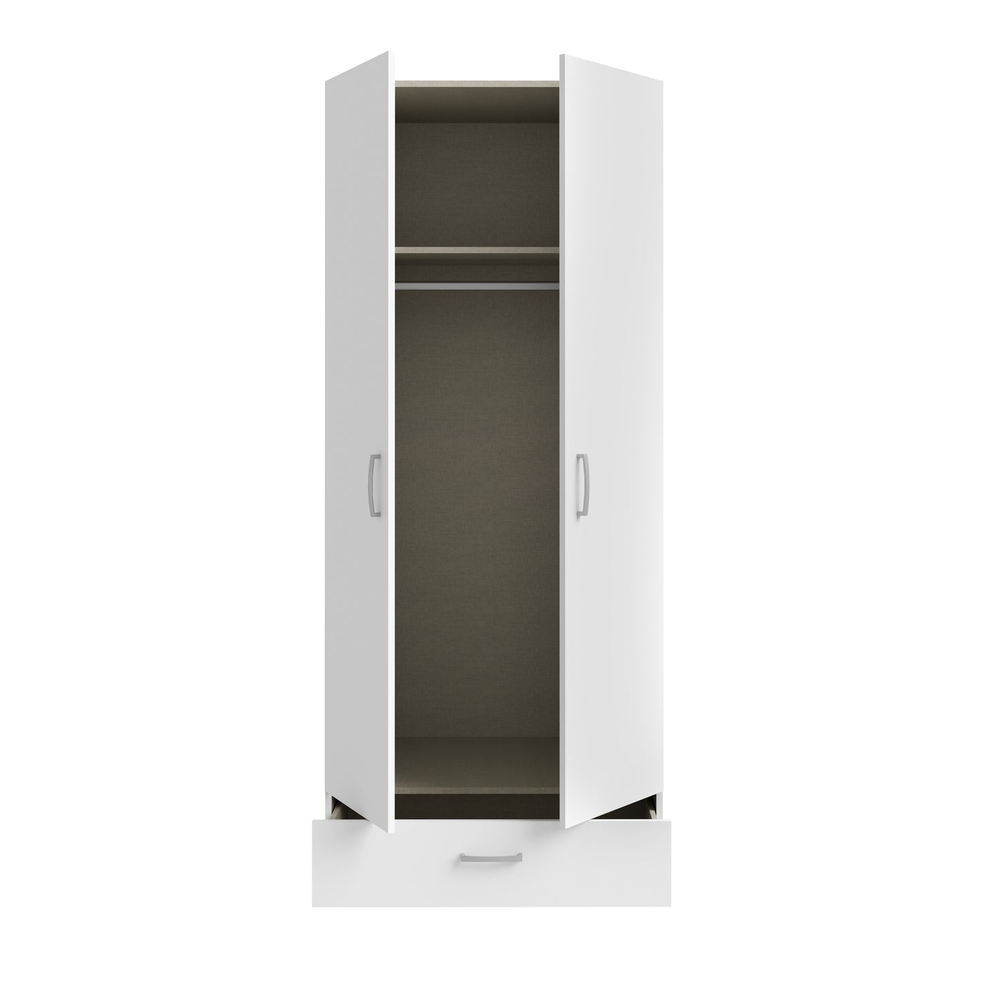 Dulap 2 Usi Si 1 Sertar  Ecobest Alb, 79.7 Cm
