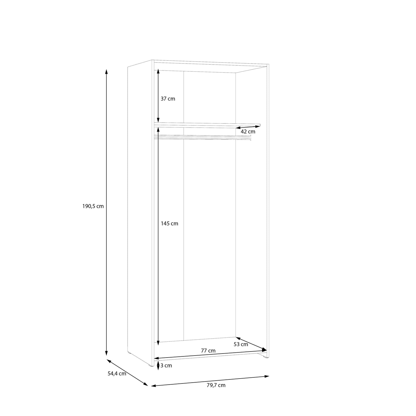 Dulap 2 Usi Ecobest  Alb, 79.7 x 190.5 Cm